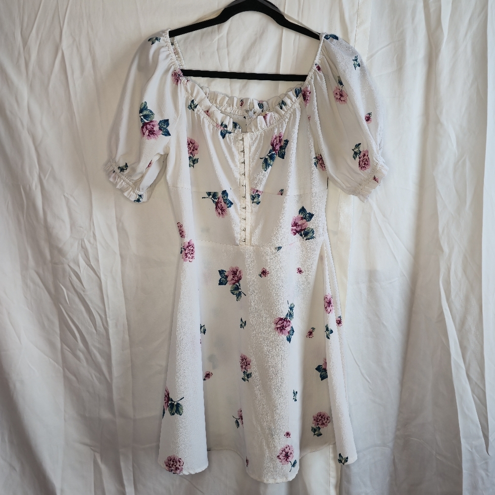 Feathers Pink and White Puff Sleeve Sundress